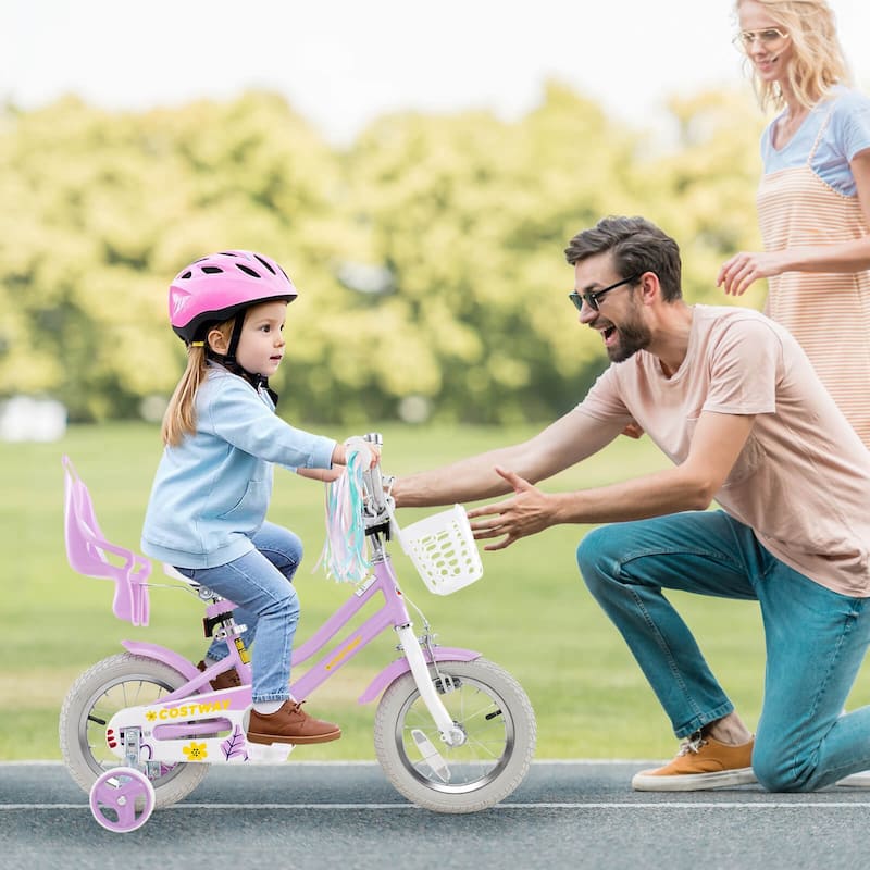 Costway 16" Kids Bicycle with Basket Doll Seat Colorful Streamers - See Details