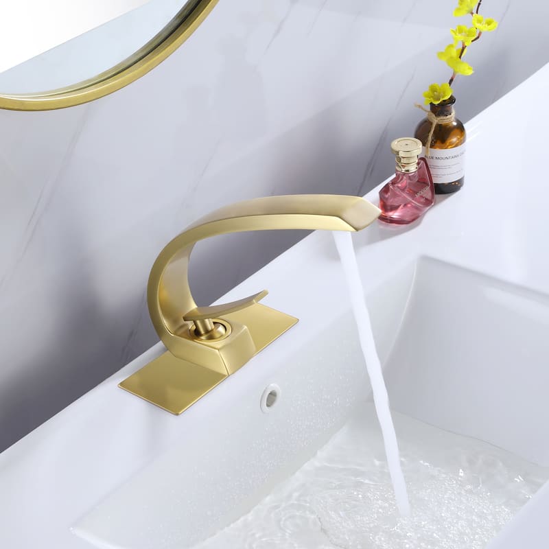 Modland Single Handle Bathroom Sink Faucet Single Hole, Black/Gold/Nickel - Gold