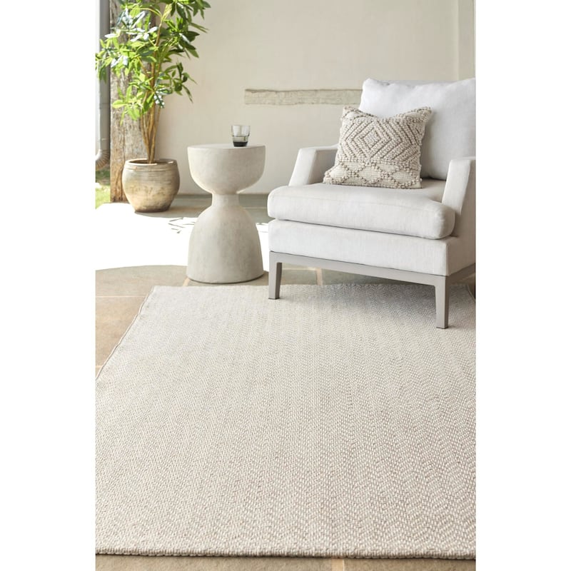 Becki Owens x Livabliss Birdie Neutral Outdoor Area Rug. - 1'11" x 2'11" - Light Silver