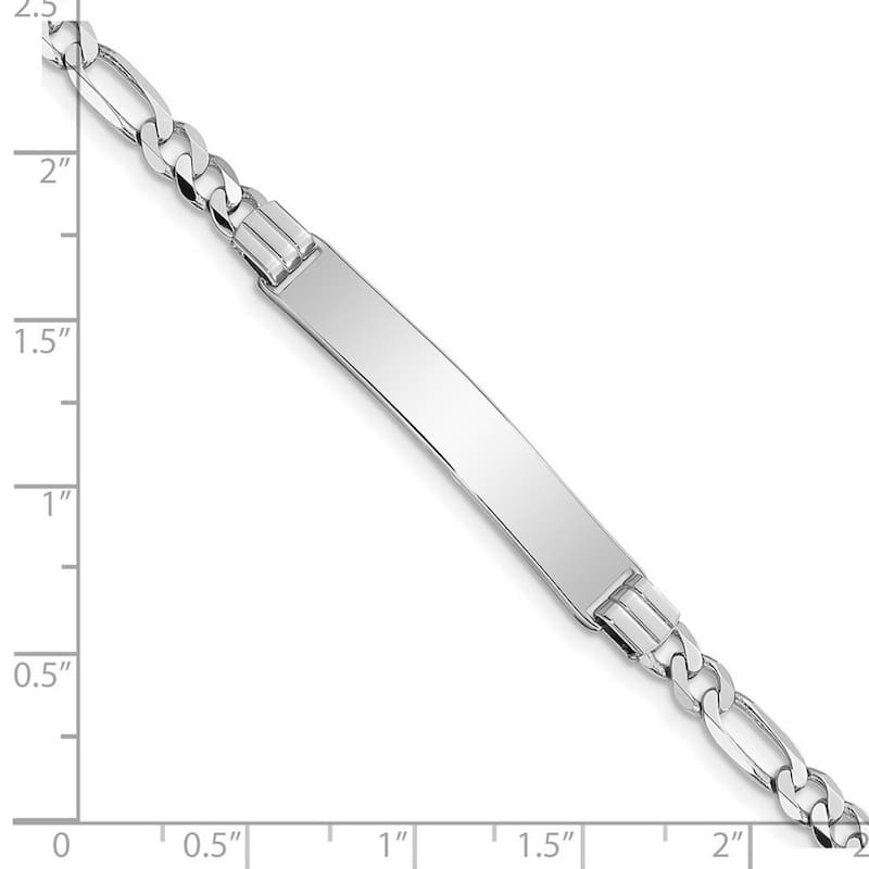 Curata 7mm 14k White Gold Engravable Figaro Link ID Bracelet