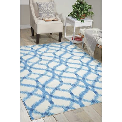 Naples Trellis Ikat Aegean Indoor/ Outdoor Area Rug by Havenside Home