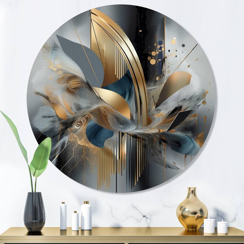 Designart "Soft Colors Marble Abstract II" Abstract Marble Metal Round Wall Art - 36x36 - Disc of 36 Inch