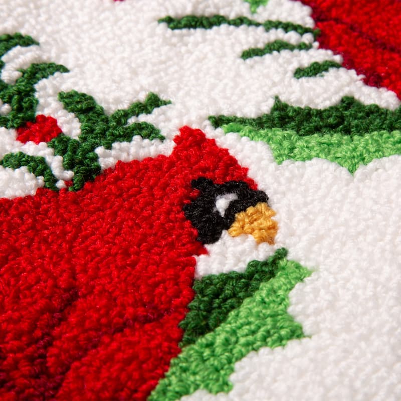Glitzhome 21"L Poinsettia Cardinal Hooked Stocking