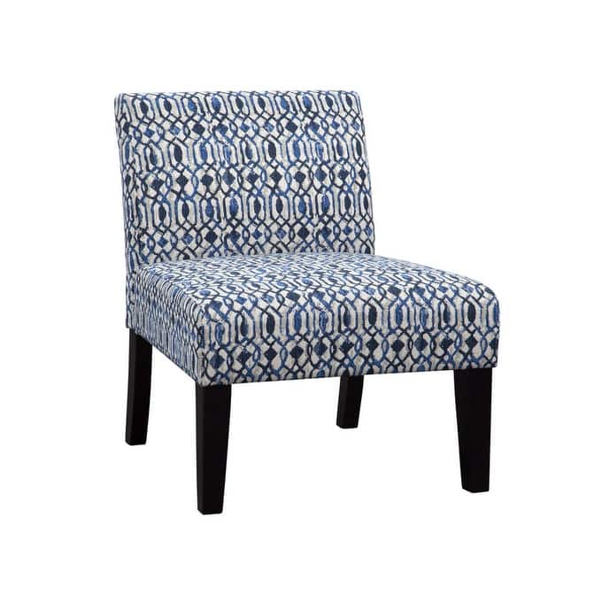 Avington Armless Slipper Accent Chair - Chester Indigo Blue and Grey