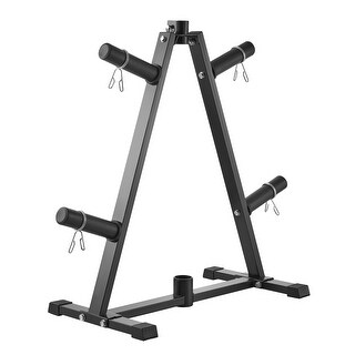 Black Metal Barbell Rack with 300lbs Capacity & Compact Design - 36 ...