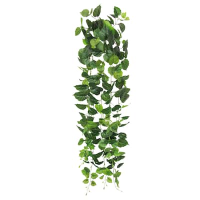 Artificial Cottonwood Ivy Leaf Vine Hanging Plant Greenery Foliage Bush 51in - 51" L x 12" W x 6" DP