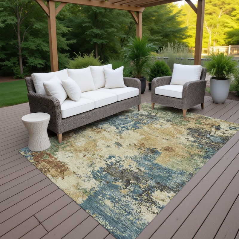 Machine Washable Indoor/ Outdoor Casual Contemporary Chantille Rug