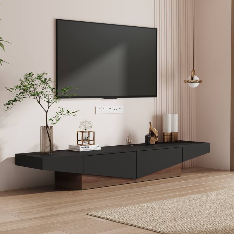 Modern Color Matching Entertainment center, 2 drawers, Black&White - 78.7"W