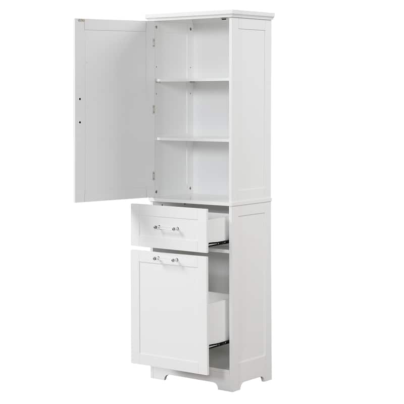 Freestanding Storage Cabinet with Two Different Size Drawers and Adjustable Shelf