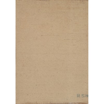 Solid Gabbeh Oriental Foyer Rug Hand-Knotted Wool Carpet - 2'0"x 2'11"