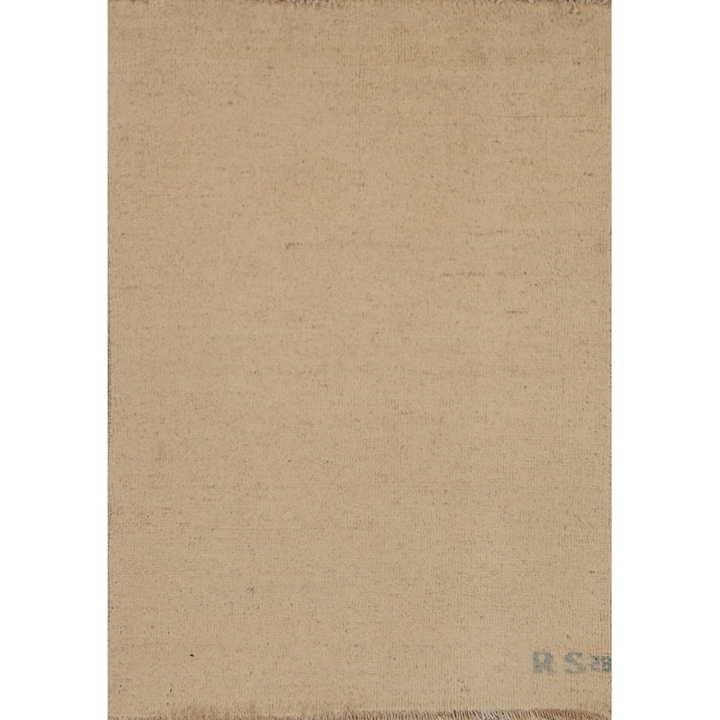 Solid Gabbeh Oriental Foyer Rug Hand-Knotted Wool Carpet - 2'0"x 2'11"