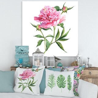 Designart "Vintage Pink Peonies" Traditional Canvas Wall Art Print ...