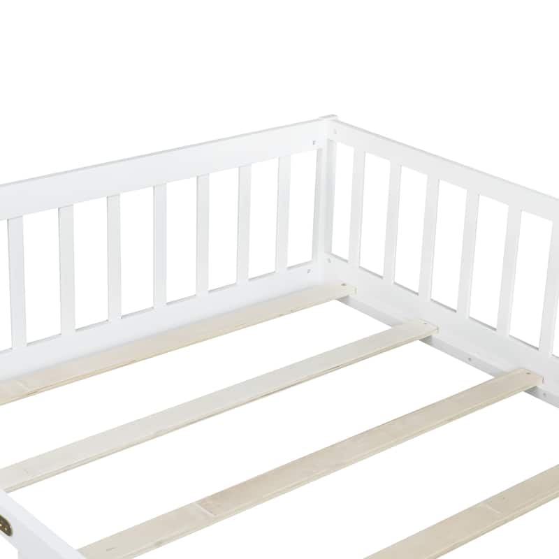 Full Size Floor Bed with Fence and Door