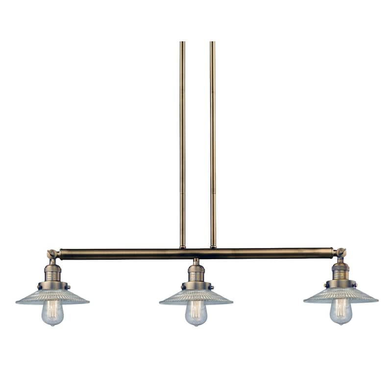Innovations Lighting Halophane 3 Light 41" Wide Linear Chandelier - Brushed Brass / Flat