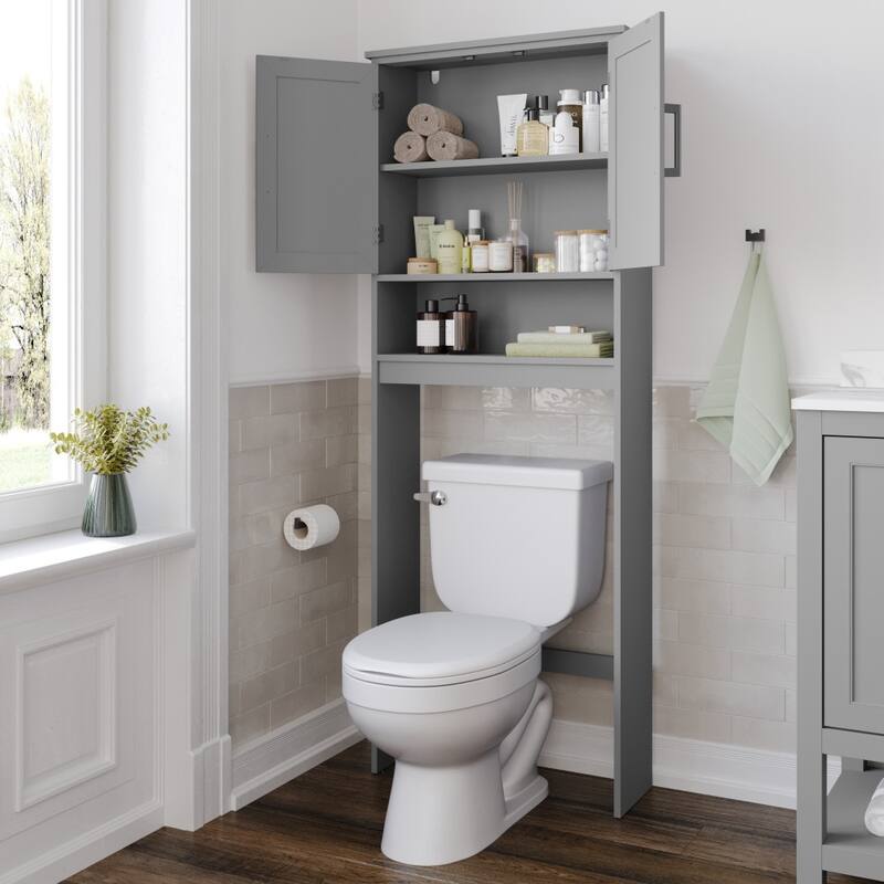 Modern Over the Toilet Cabinet with Shelves and Magnetic Closure Doors