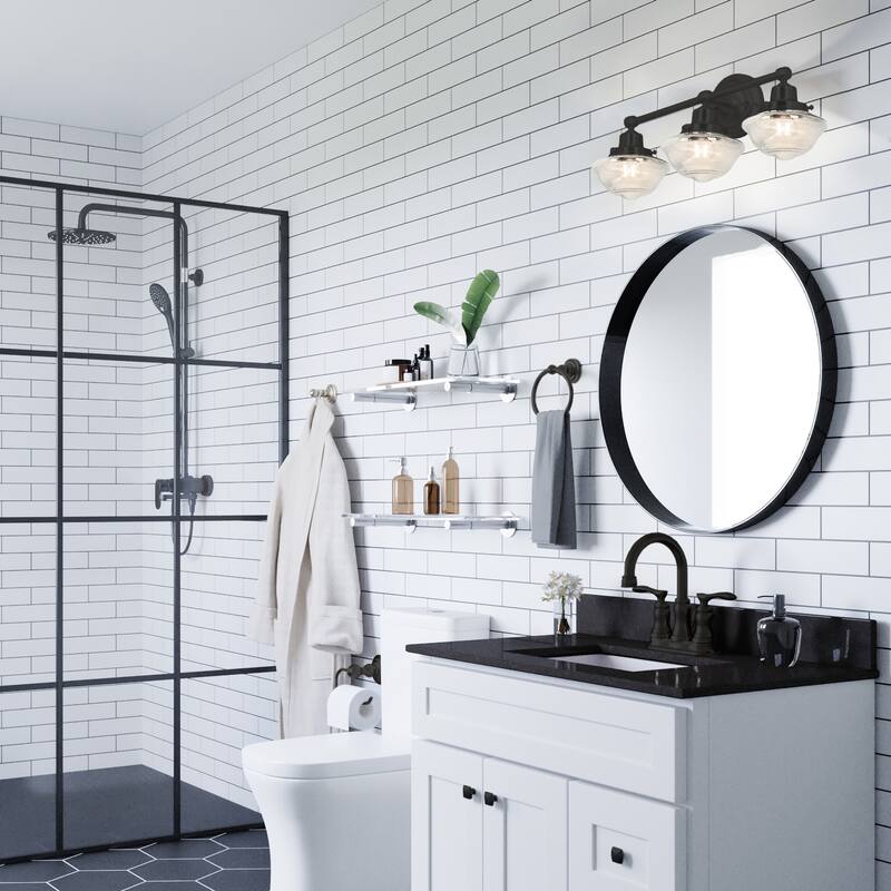 Schoolhouse Modern Industrial Farmhouse Wall Mount 3-Light Indoor Dimmable - Matte Black