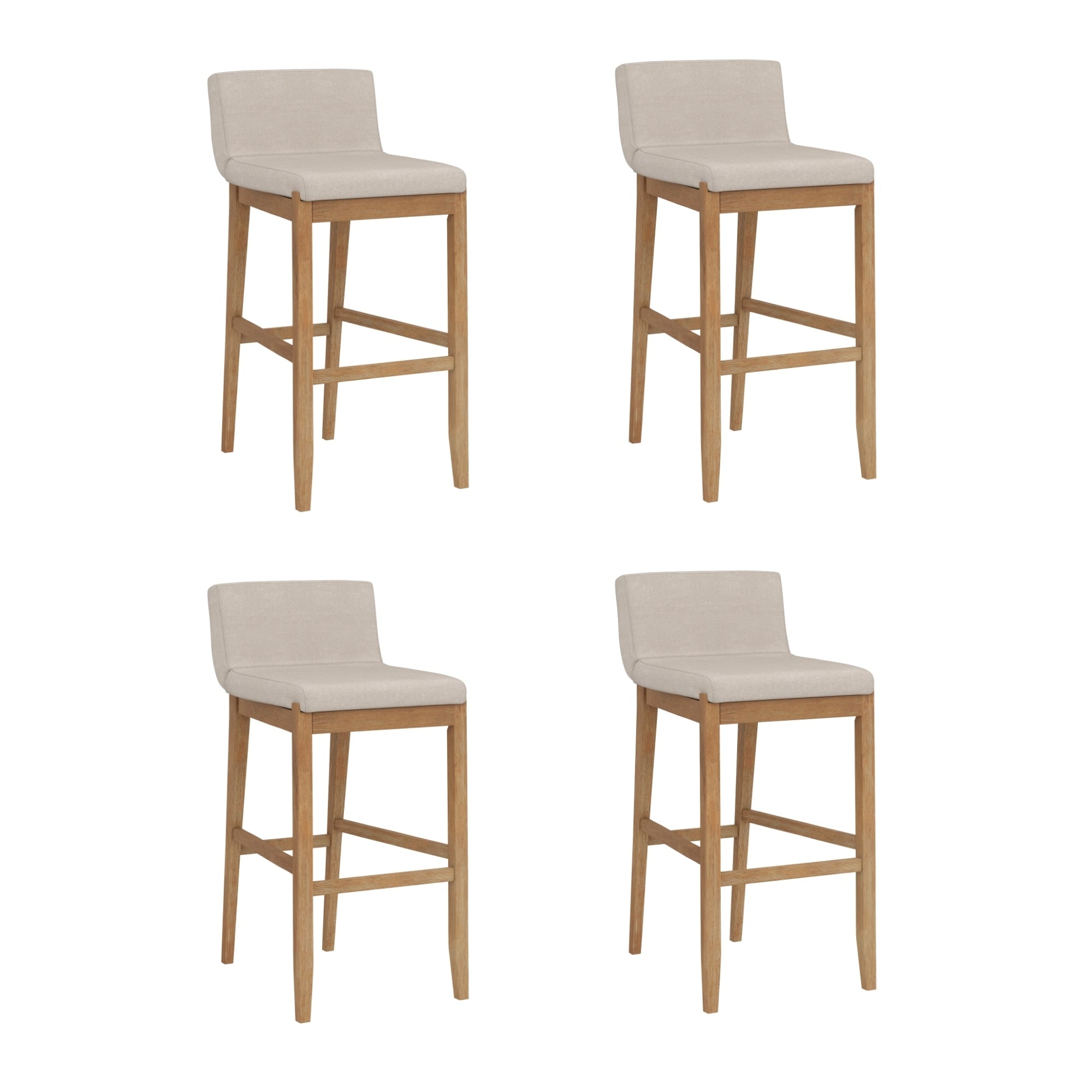 Gracie Modern Bar Stool, Boucle Upholstered Chair and Brushed Wooden Legs