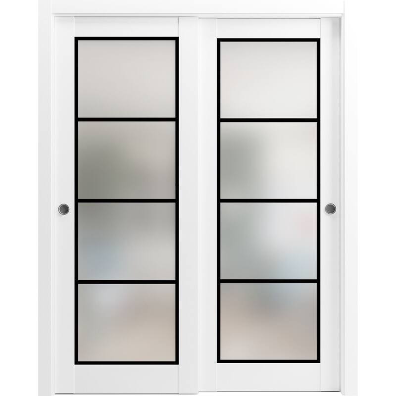 Bypass Doors 36 x 80 Planum 2132 White Silk Sturdy Rails - White - 36" x 96" ( 2* 18x96)