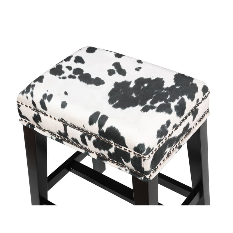 Ian Black Cow Print Bar Stool