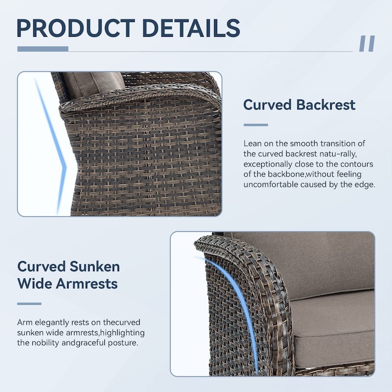 Gymojoy Outdoor Wicker Patio Furniture Loveseat and Chair Set