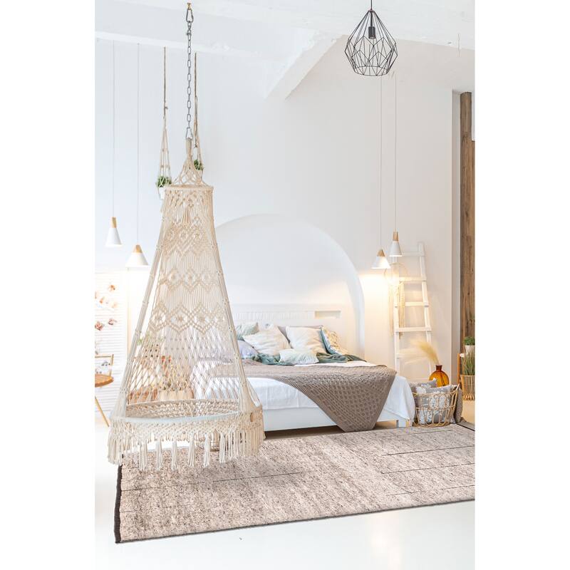 ECARPETGALLERY Hand-knotted Tangier Light Grey Wool Rug - 5'1 x 7'11