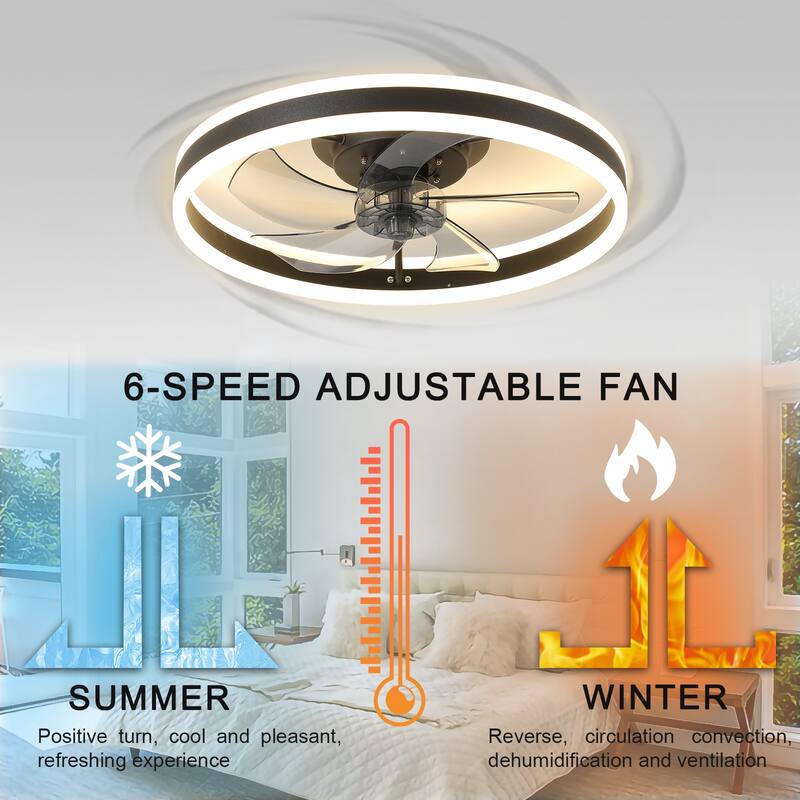 6-speeds Quiet Reversible DC Motor Ceiling Fan / Dimmable LED Ceiling Light with Fan