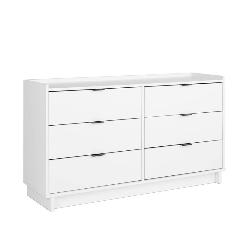 Prepac Simply Modern 6 Drawer 52.5" W Dresser - White
