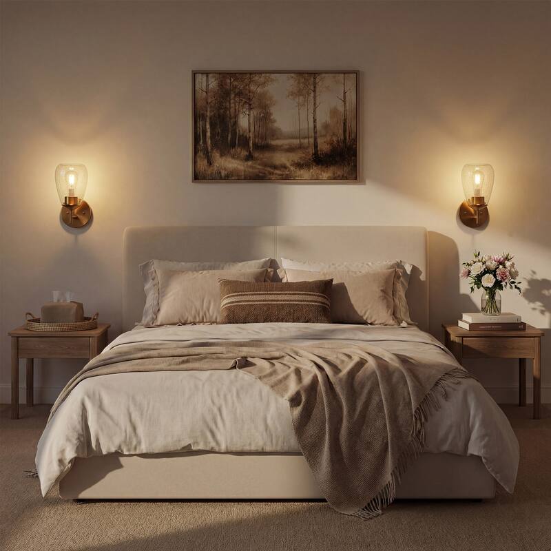 1-light Clear Glass Shade Wall Sconces For Bathroom, Living Room（set Of 2)