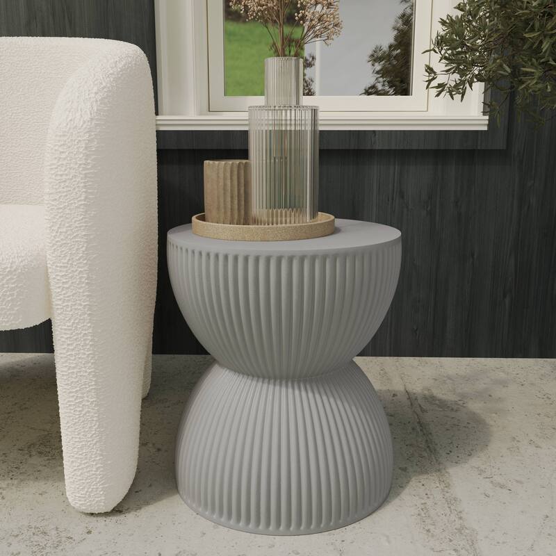 15" Wide Side Table in Painted Fiberstone with Hourglass Design Spire Collection
