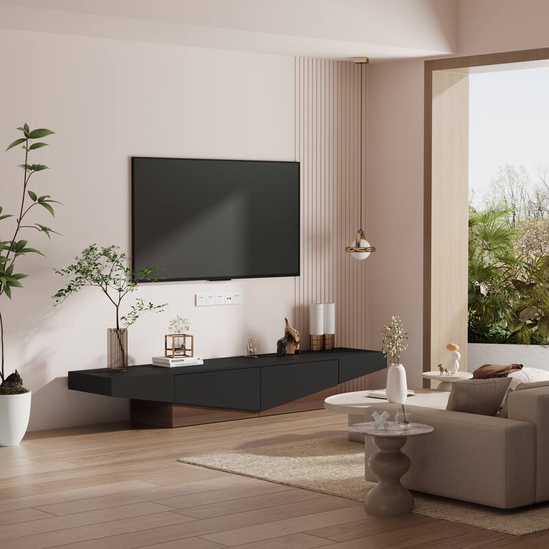 Modern Color Matching Entertainment center, 2 drawers, Black&White - 78.7"W