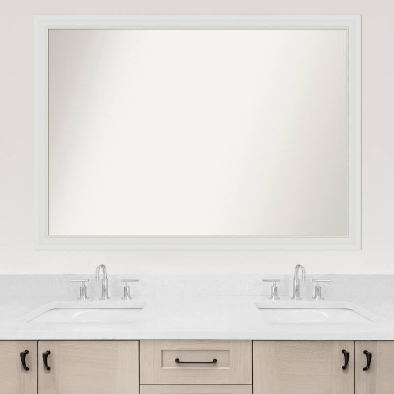 Flair Soft White Narrow Framed Non-Beveled Custom Wall Mirror, Bathroom Vanity Mirror