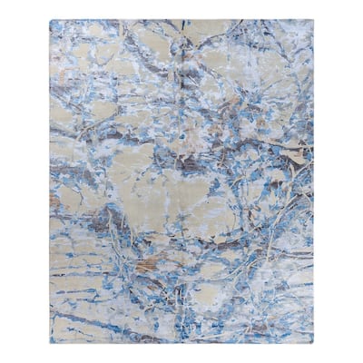 Modern One-of-a-Kind Hand-Knotted Area Rug - Beige, 8' 2" x 10' 0" - 8' 2" x 10' 0"