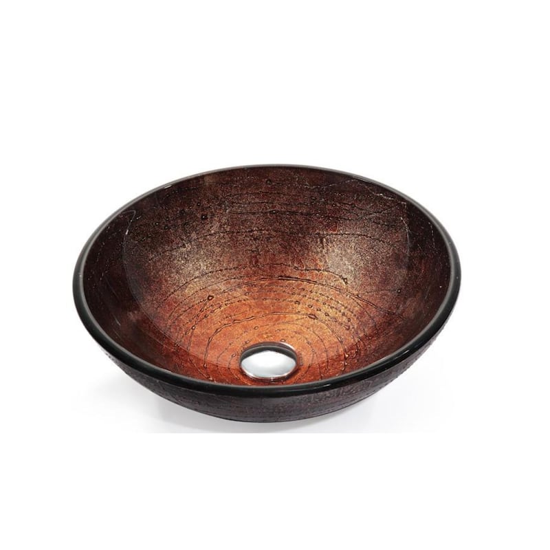 KRAUS 16 1/2 inch Brown Round Glass Vessel Bathroom Sink