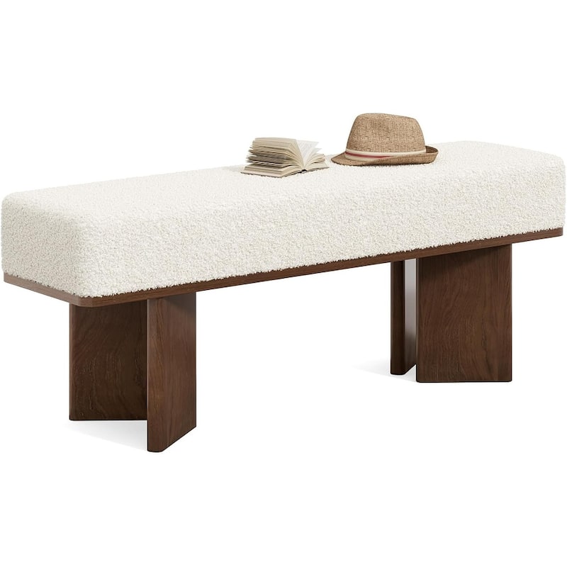 47-in Upholstered Shoe Bench with Cushion, Modern Entryway Bench, Rectangle End of Bed Bench for Bedroom