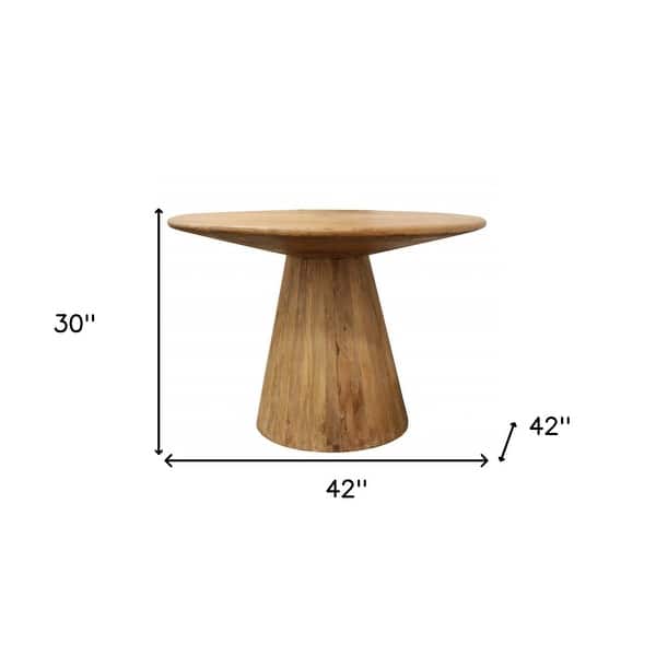 42" Natural Rounded Solid Wood Pedestal Dining Table - Bed Bath ...