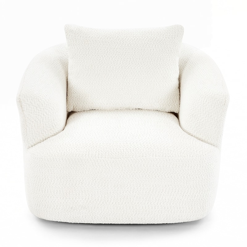 Upholstered Swivel Barrel Sofa Chair with a Throw Pillow