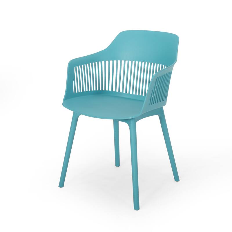 Roomfitters Modern Outdoor Dining Chair, Durable Plastic Patio Seating with Ventilated Backrest for Indoor or Garden Use, Teal