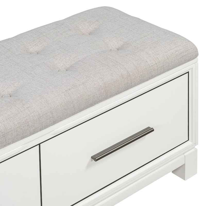 43" Shoe Bench with Removable Cushion & Lift Top Storage, Entryway Bench Wooden End of Bed Bench, Hidden Storage Space