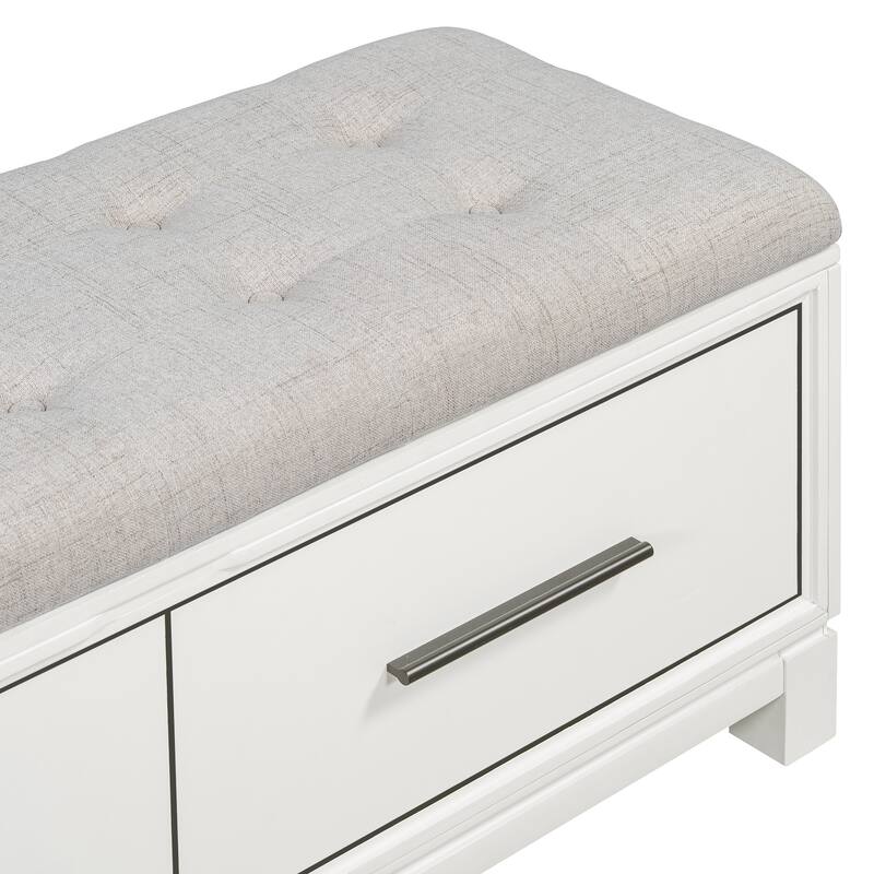 Upholstered Storage Bench for Entryway, Modern Wood Shoe Bench with Removable Cushion, Lift-Up Lid for Living Room