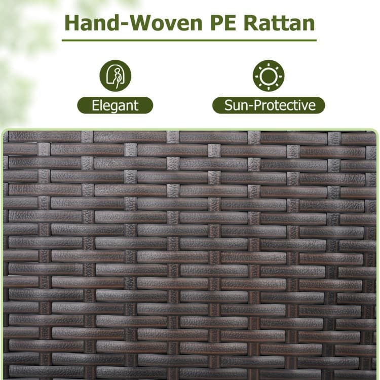 Mix Brown PE Rattan Outdoor Storage Cabinet with Metal Frame and Wheels - 16" x 16" x 39.5"