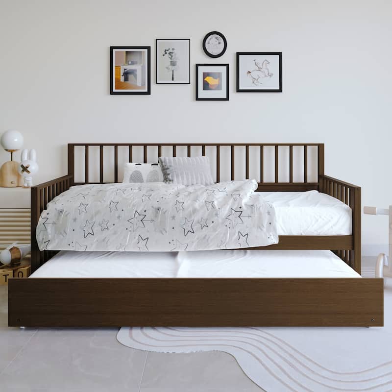 CraftPorch Classic Wooden Twin Size Daybed With Trundle