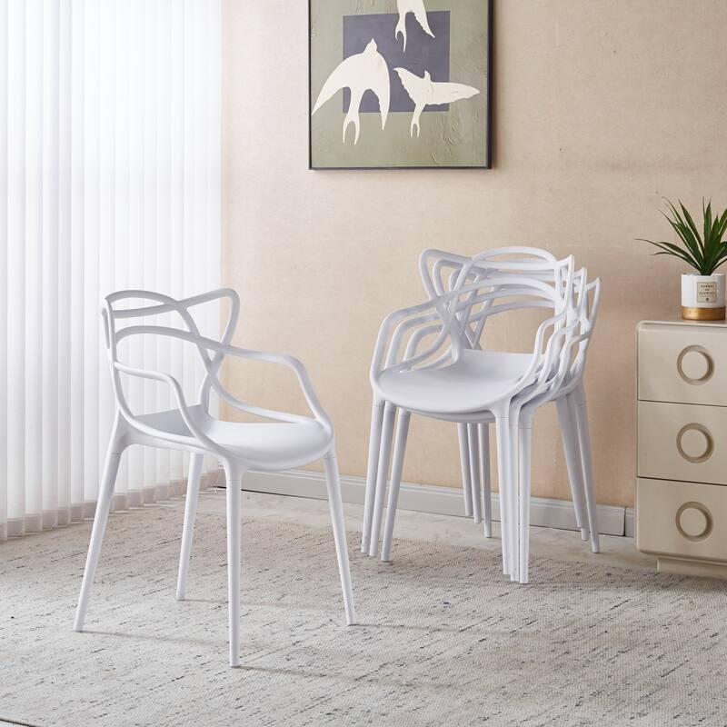 20.47" Plastic Stackable Dining Chair, Set of 4