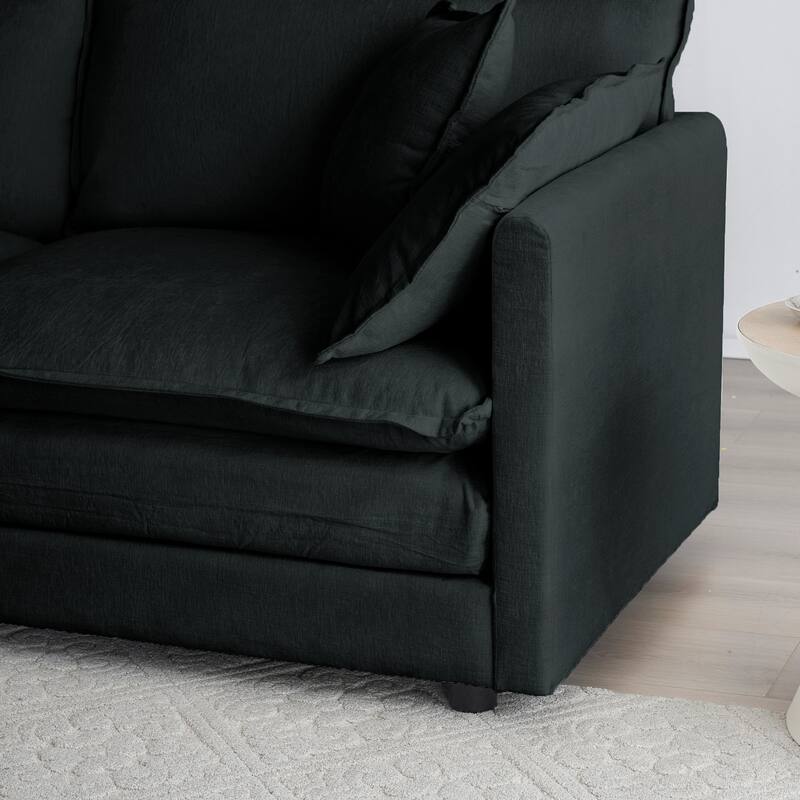 Modern Accent Chair with Ottoman, Living Room Club Chair Chenille Upholstered Armchair , Reading Chair for Bedroom