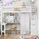 preview thumbnail 2 of 17, Full Size Wooden Loft Bed with Bookshelf,Drawers,Desk,and Wardrobe,Multifunctional Loft Bed