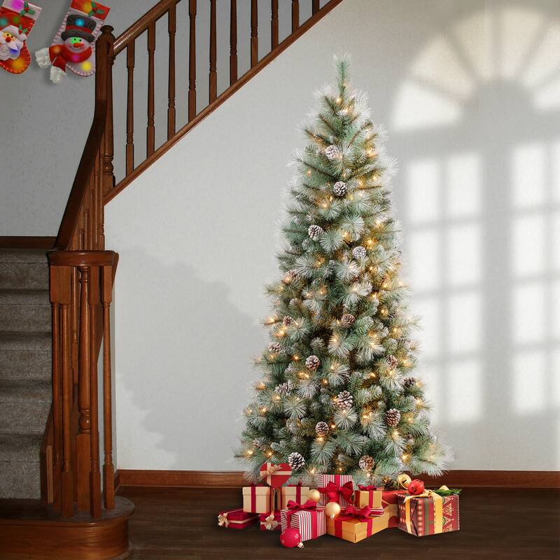 National Tree Company 6 ft. Perry Hard Needle Tree with Clear Lights - 6 Foot