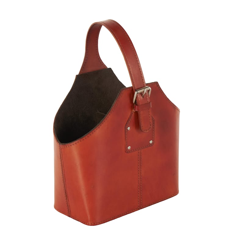 Leather Handmade 2 Bottle Kitchen Wine Holder with Carrying Handle
