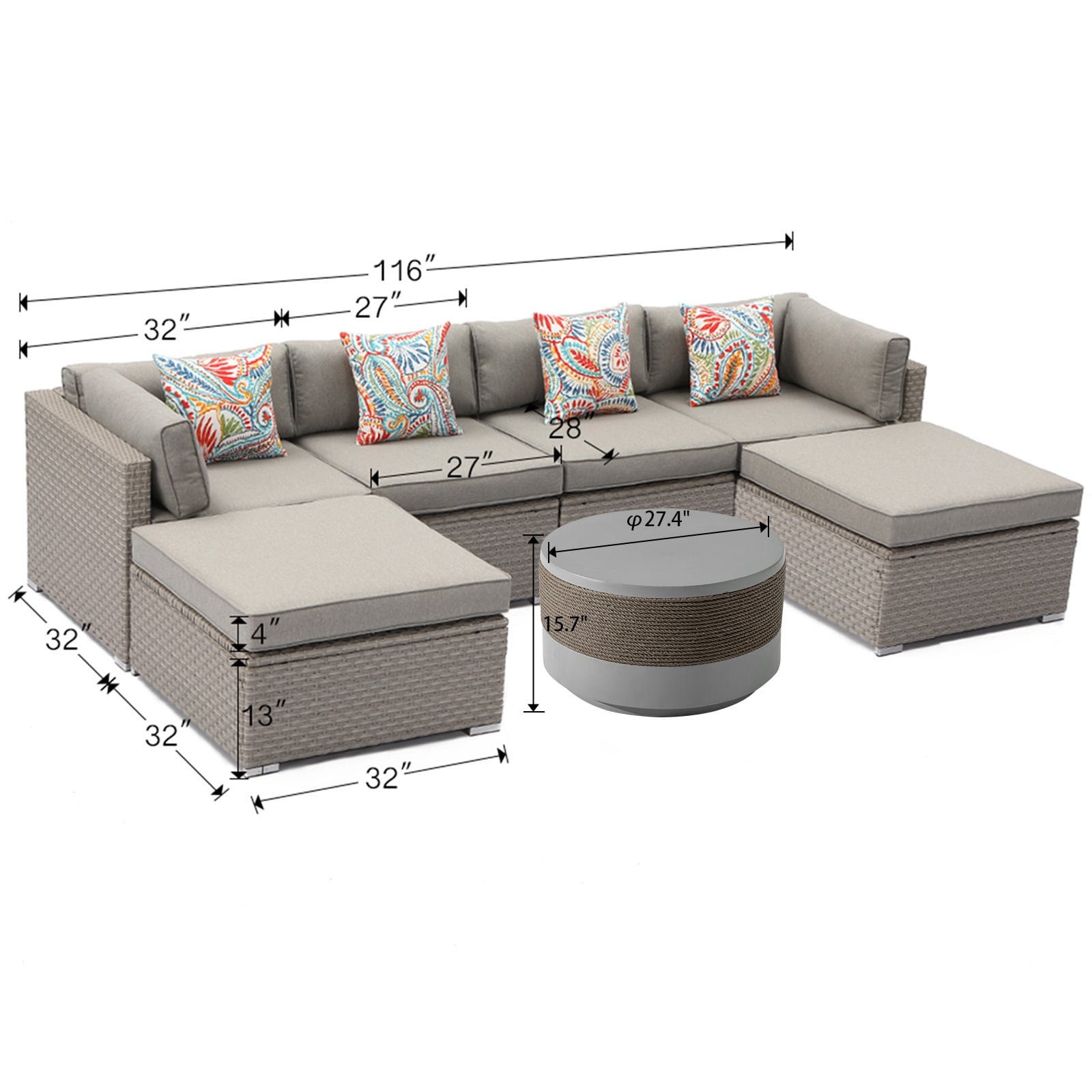 7-Piece Outdoor Wicker Sectional Sofa - Ultra Cozy Patio Seating Set  -image