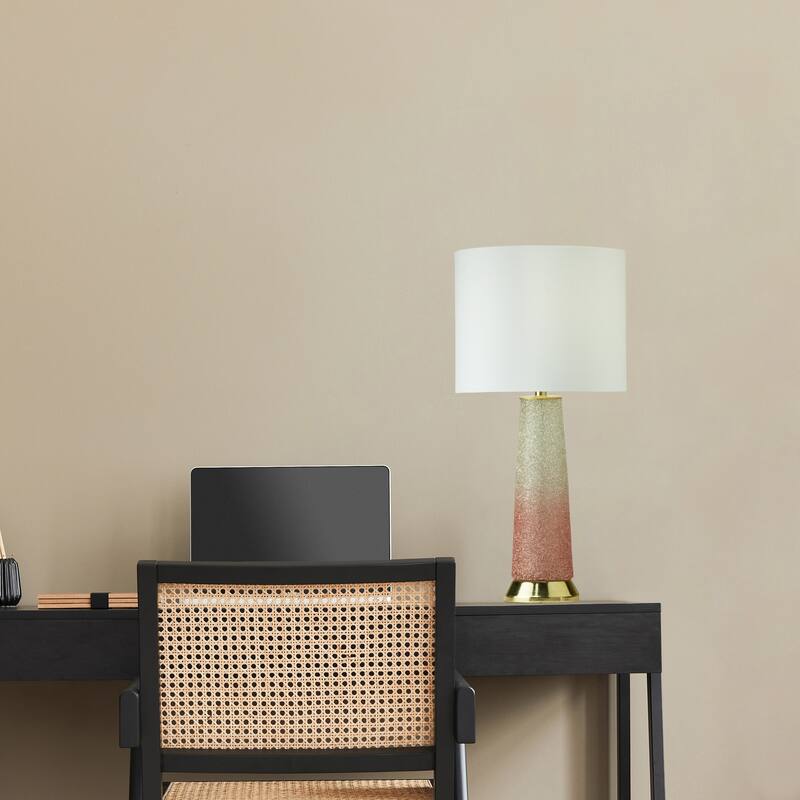 Bliss River of Goods Ombre Pink Glass and Metal 22-Inch Table Lamp