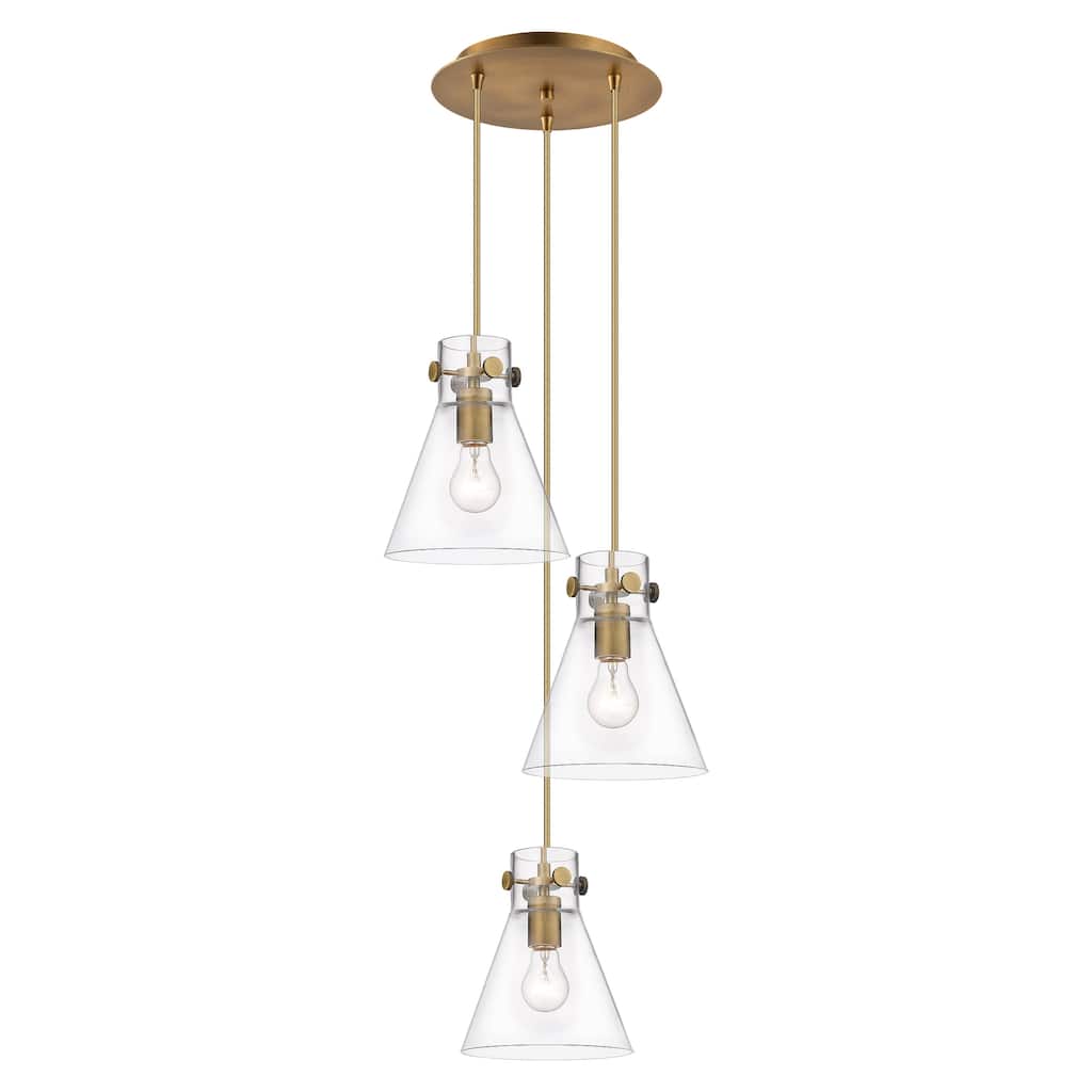 Innovations Lighting Newton Cone - 3 Light 8" Cord Hung Multi Pendant - 10" Canopy