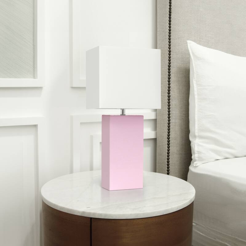 21 in. Brown Finish Table Lamp with Pink Shade, Sturdy Table Lamp for Living Rooms and Bedrooms